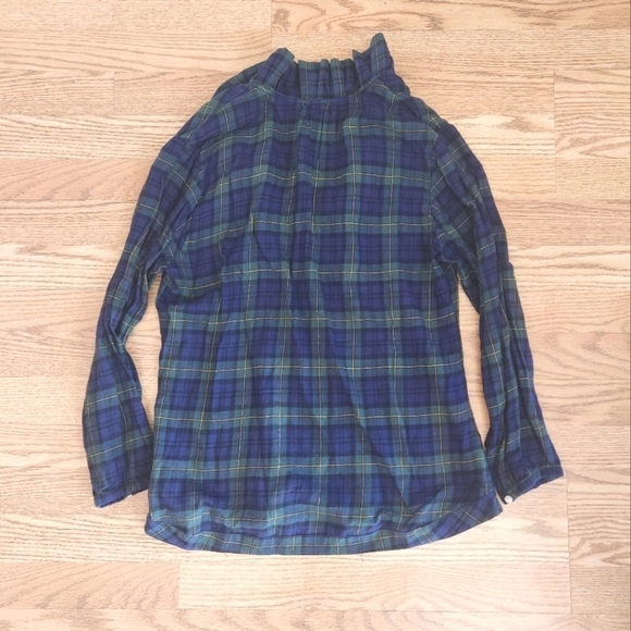 EUC Trovata Erica Pleated Collar Blouse Blackwatch Plaid, Size M - Picture 2 of 10